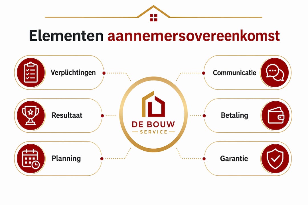 Overzichtelijke infographic waarin de verschillende onderdelen van contracten naast elkaar worden gezet