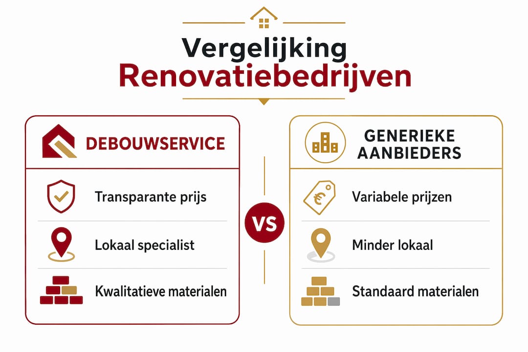 Overzichtelijke infographic: vergelijking tussen verschillende renovatiebedrijven
