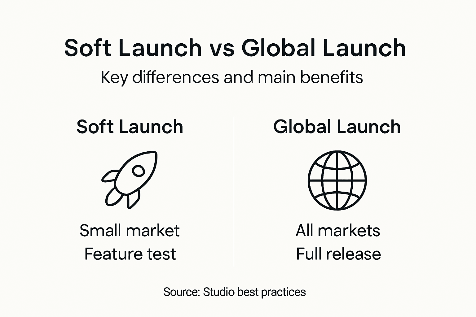 Infographic comparing soft and global launch