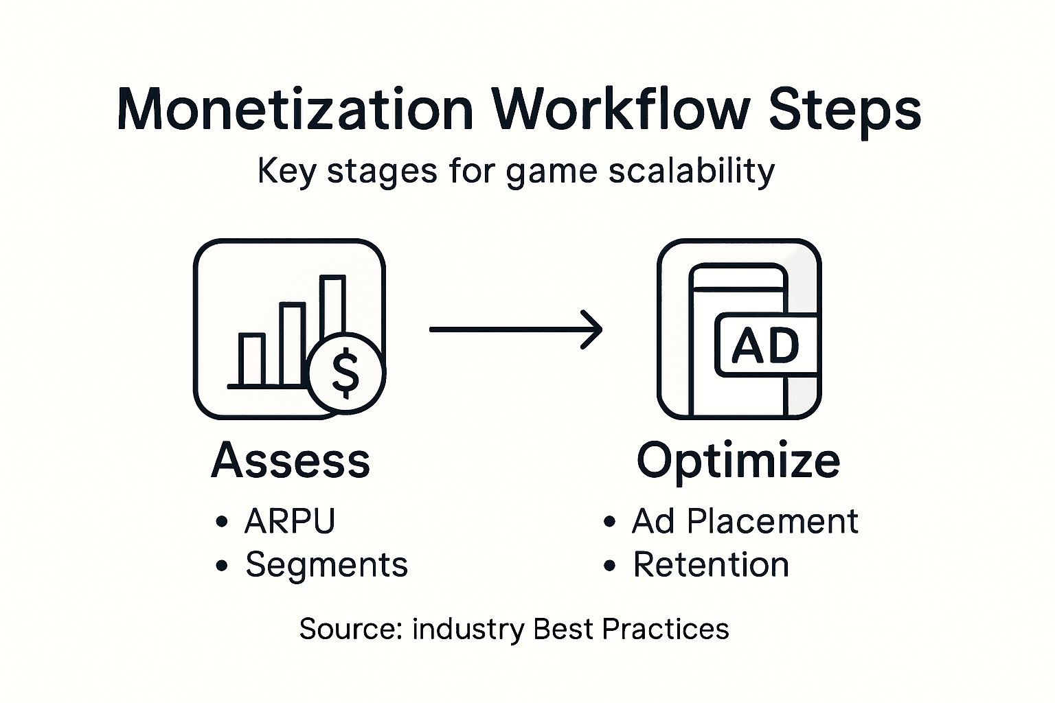 Infographic showing mobile game monetization steps