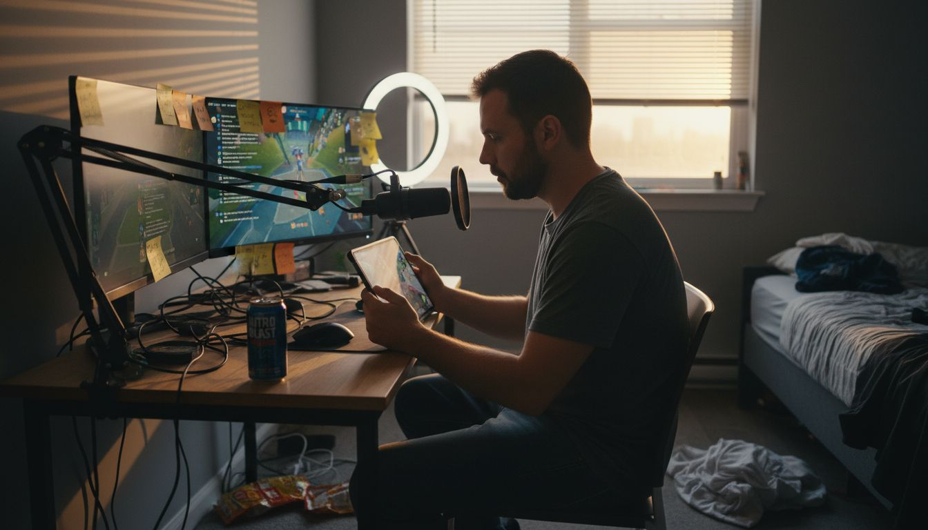 Influencer playing mobile game livestreaming