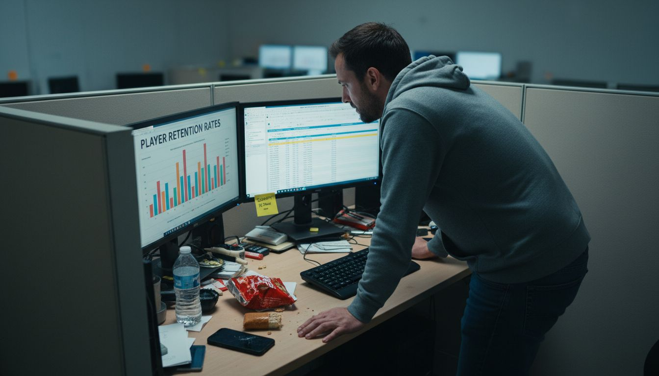 Analyst reviewing mobile game player data