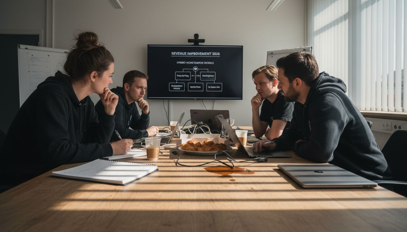 Team meeting on hybrid game monetization