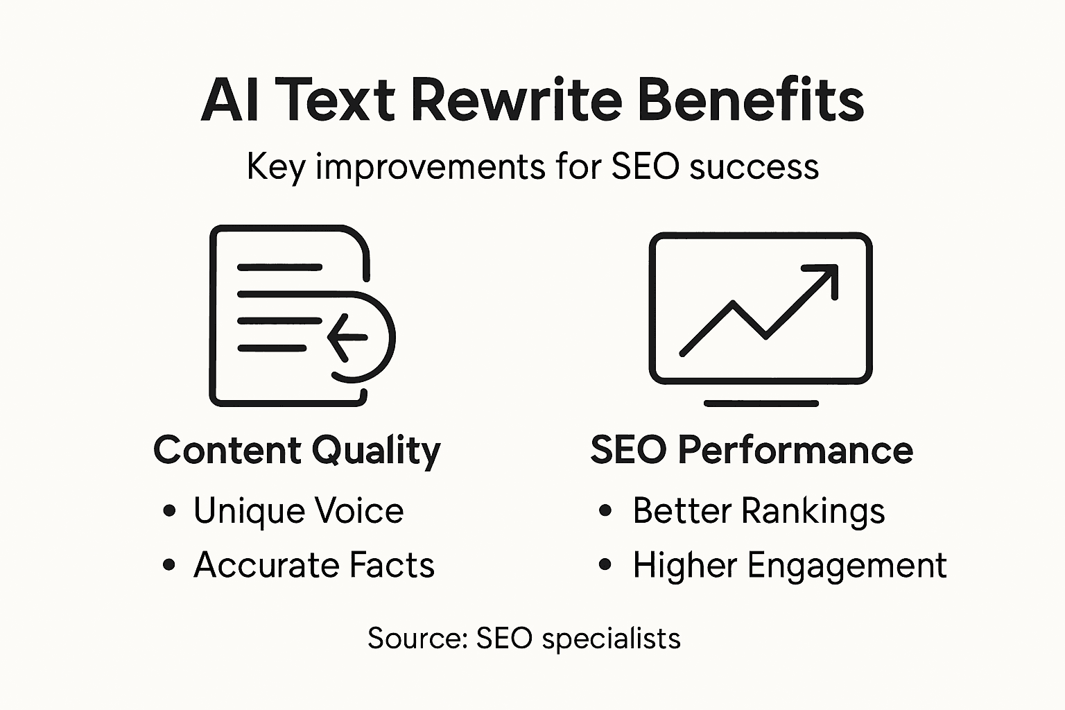 Infographic showing SEO benefits of rewriting AI texts