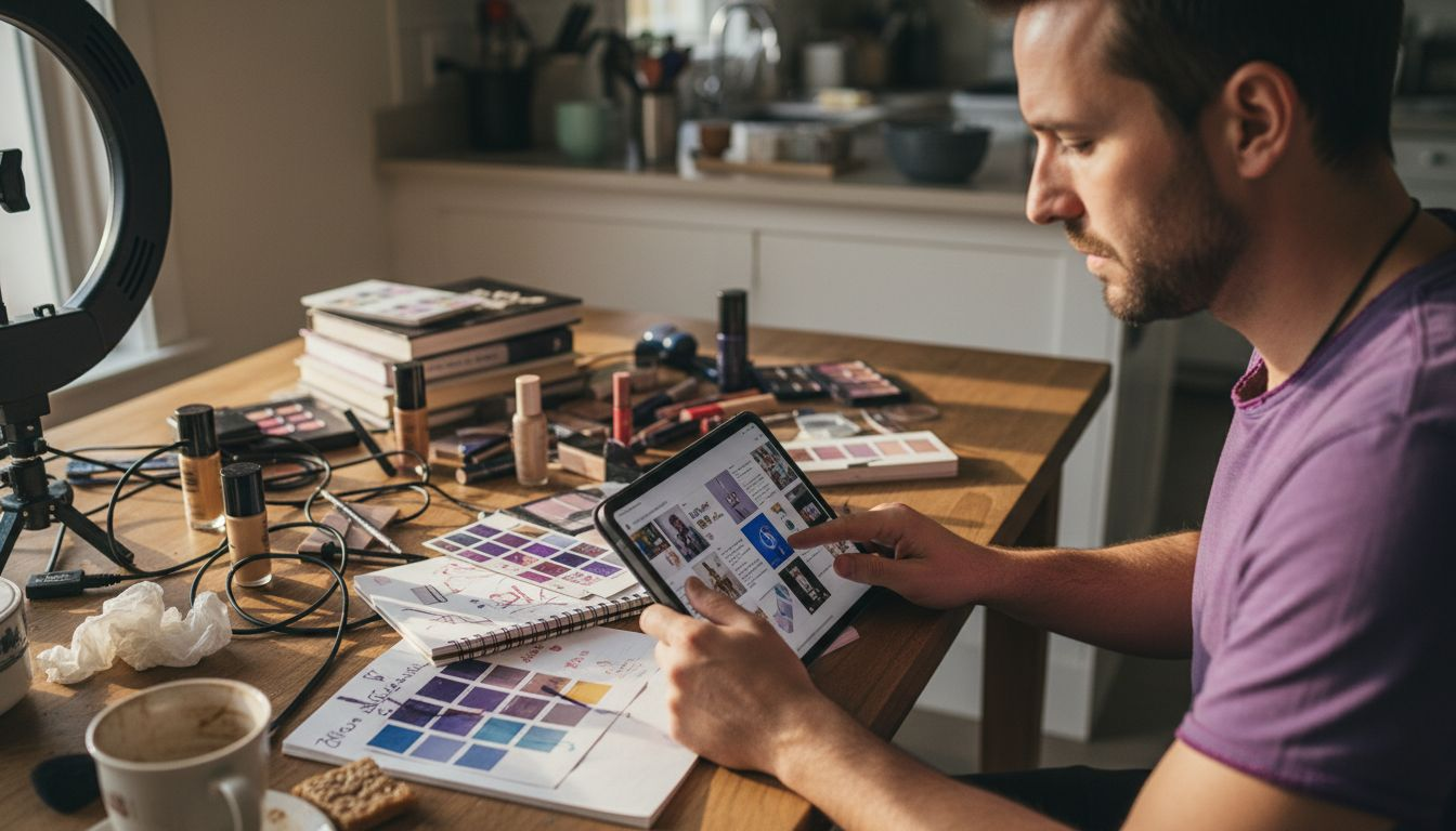 Designer working on beauty social media