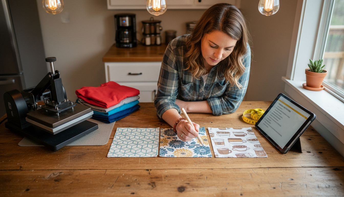 Testing apparel prints on fabric swatches