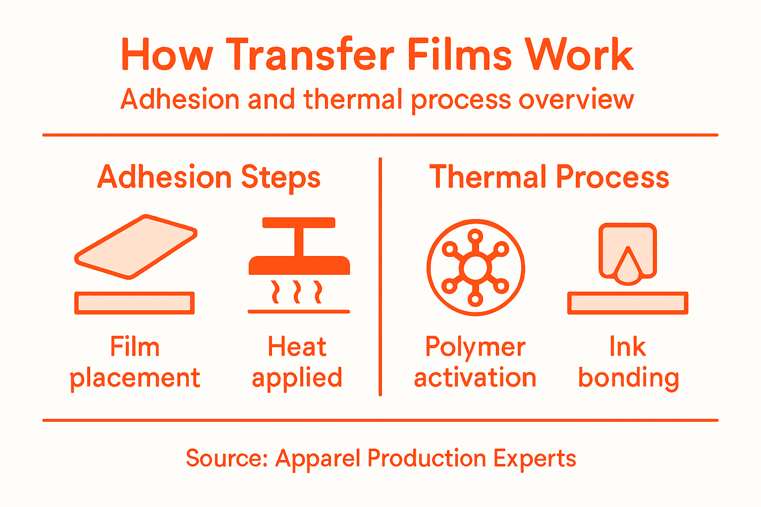 Infographic transfer film thermal adhesion steps