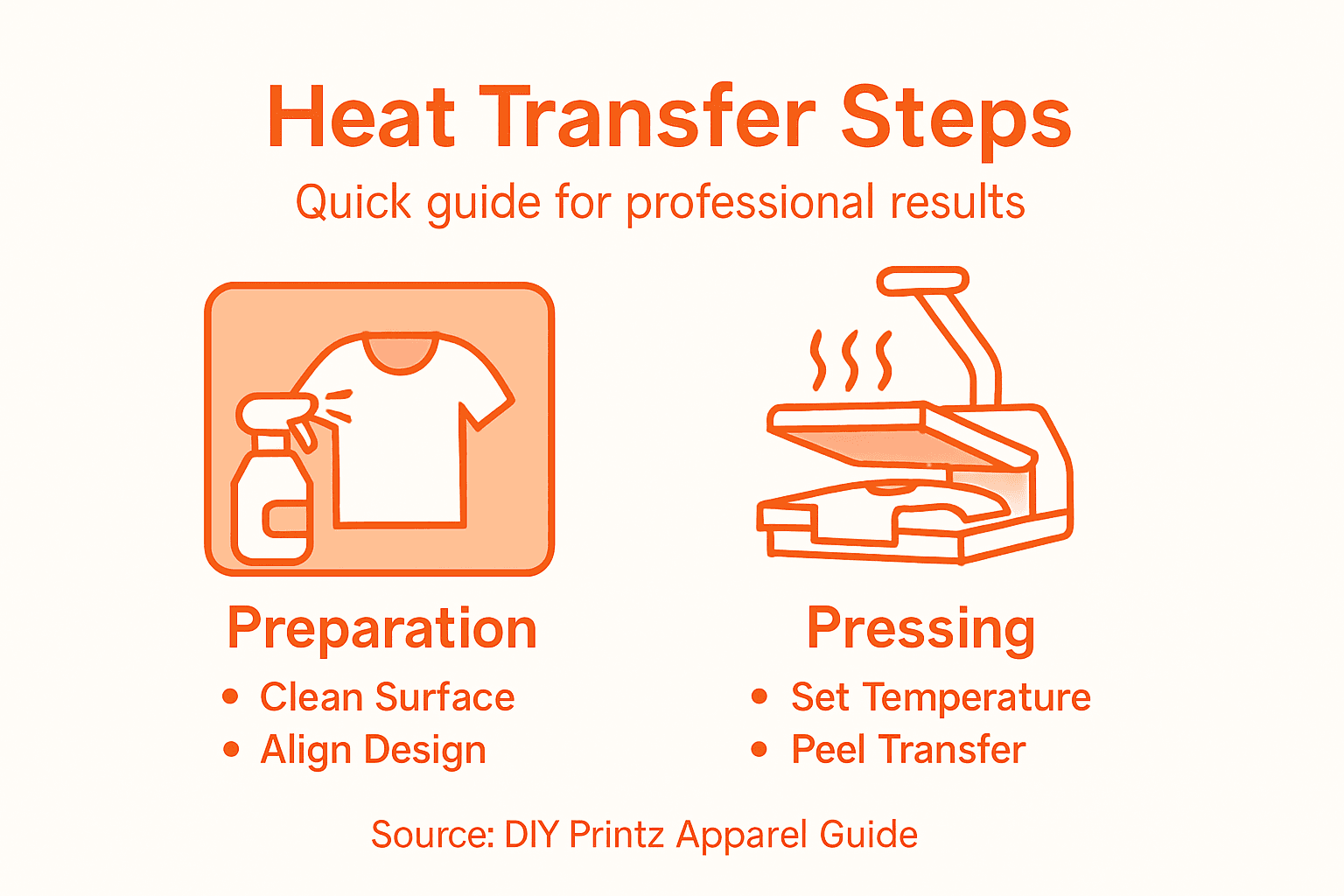 Infographic with heat transfer step overview