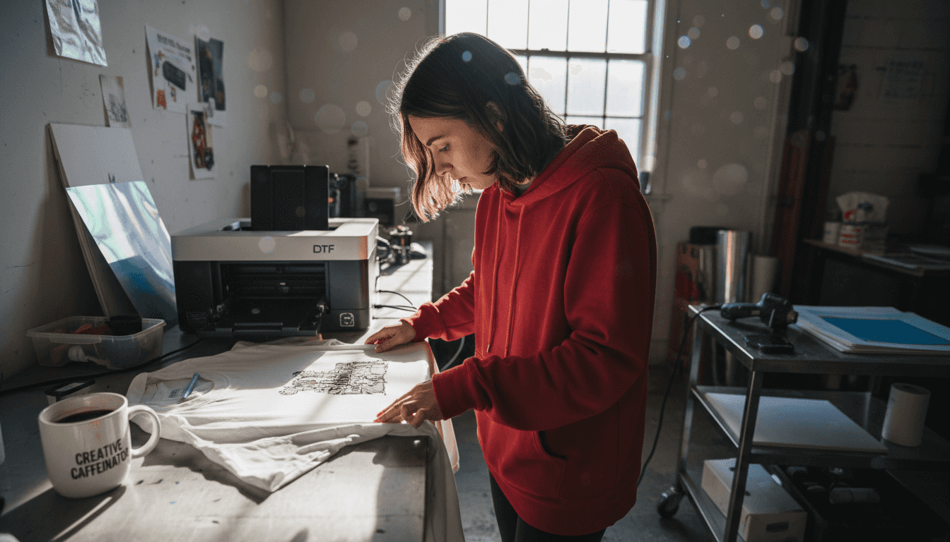 DTF printer in action at small studio