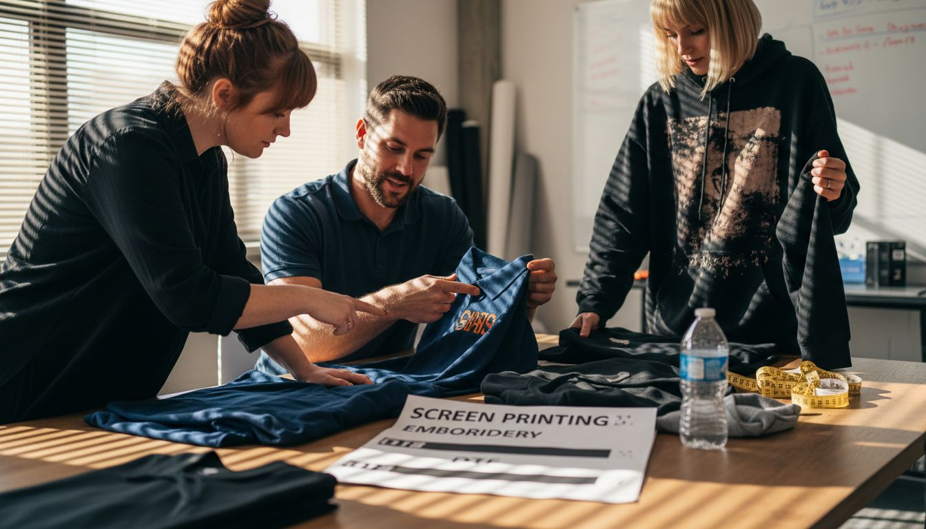 Apparel designers compare print method samples