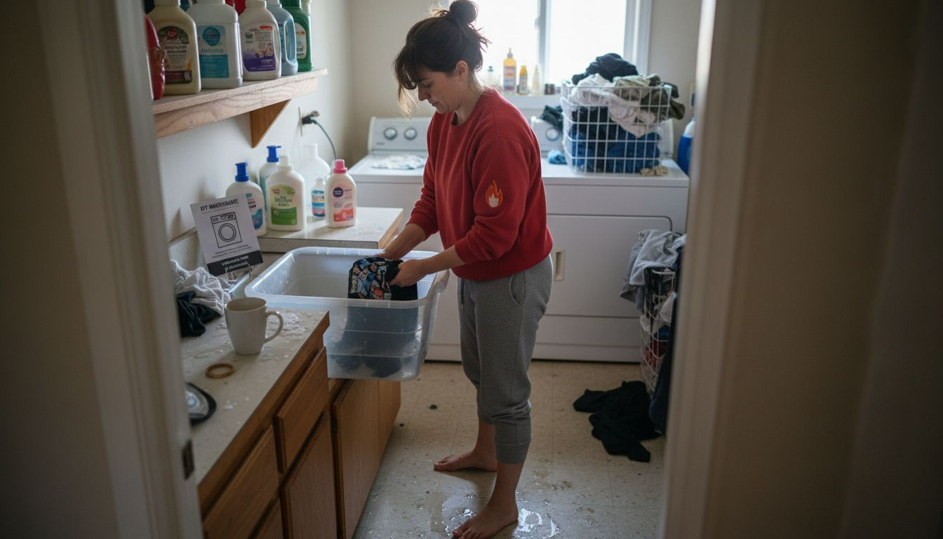 Woman hand washing DTF-printed garment