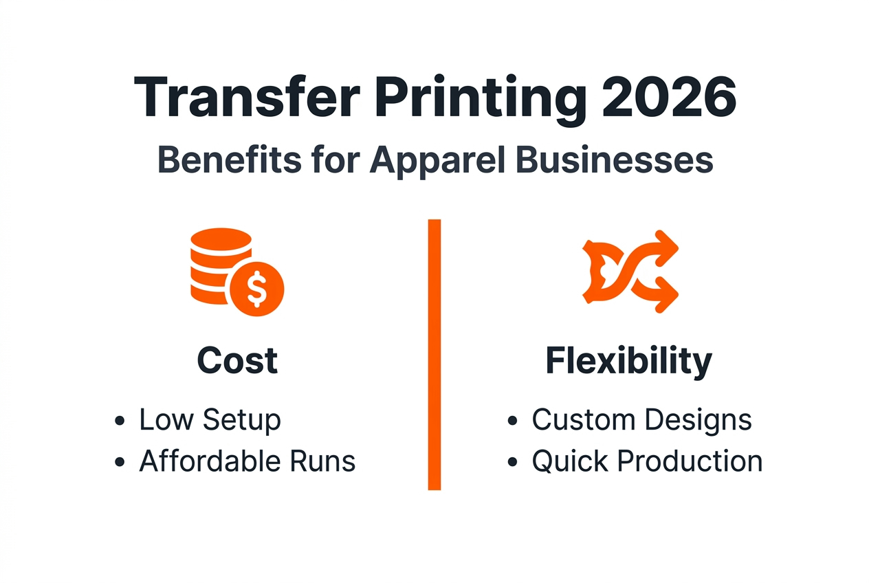Infographic showing transfer printing benefits