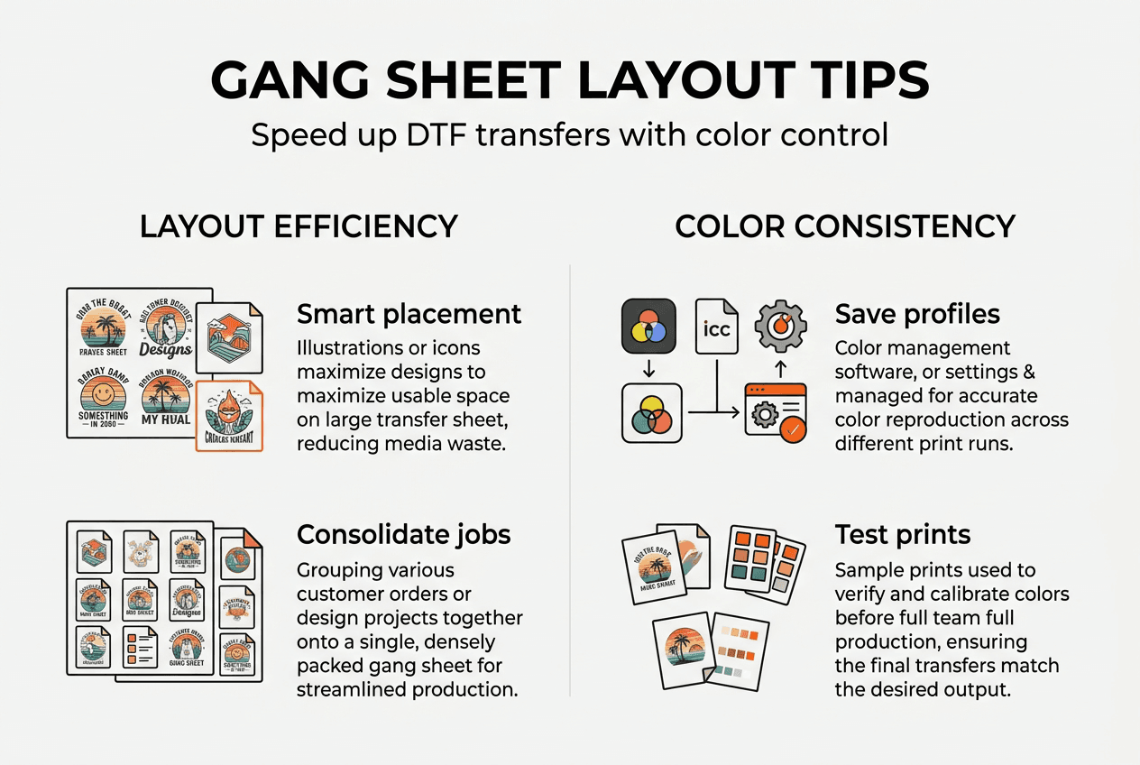 Infographic on gang sheet layout and color management