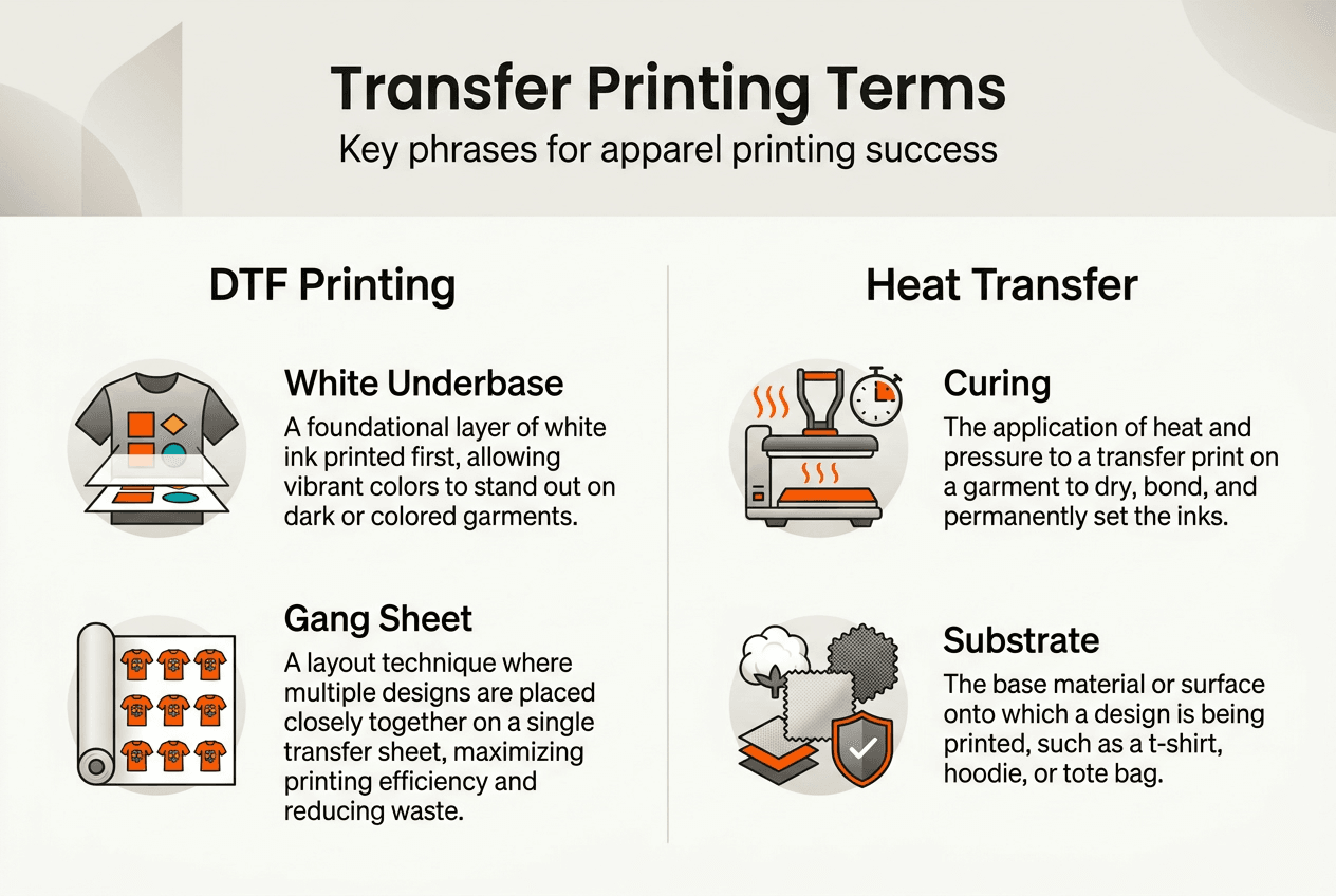 Infographic summarizes main apparel printing terms