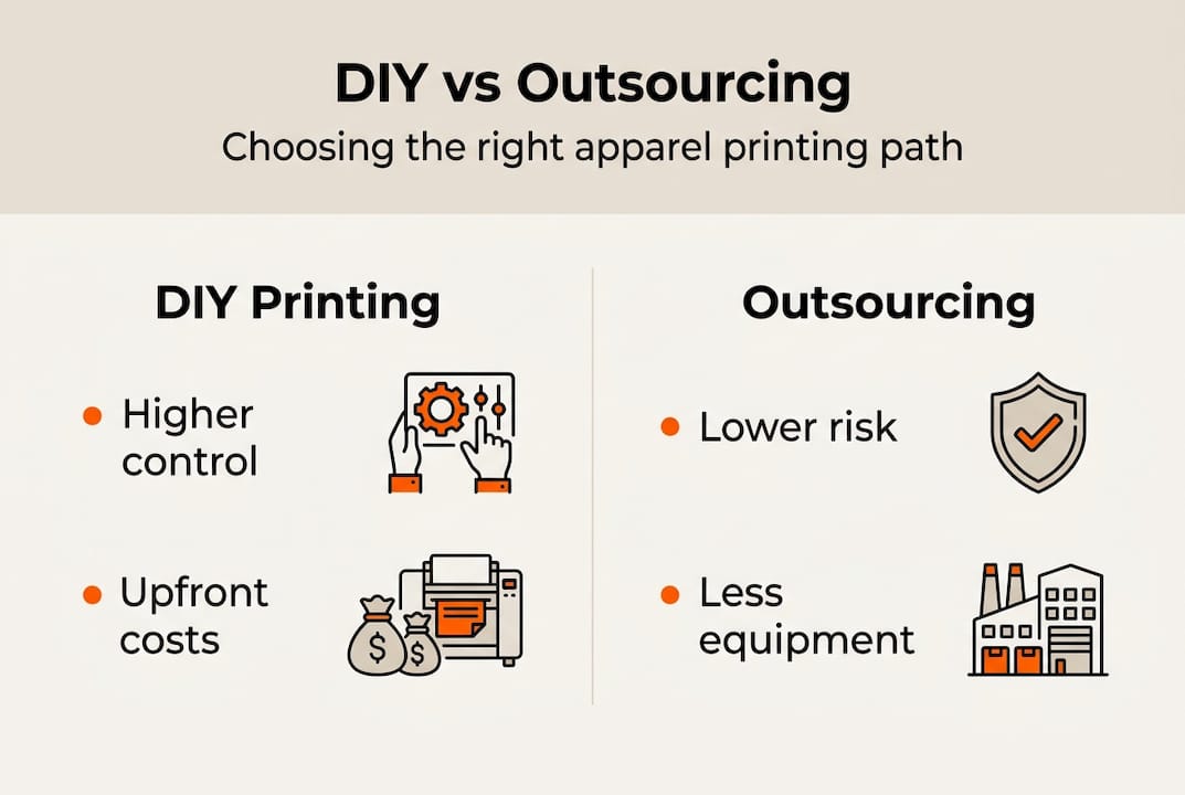 Infographic comparing DIY and outsourcing printing