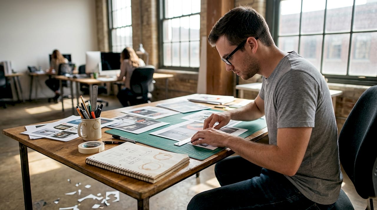 Designer measuring artwork for DTF transfer