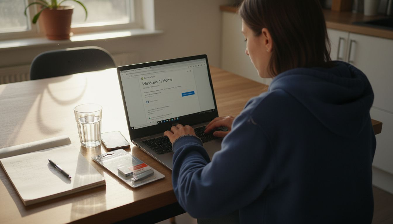 Woman buying Windows license on laptop