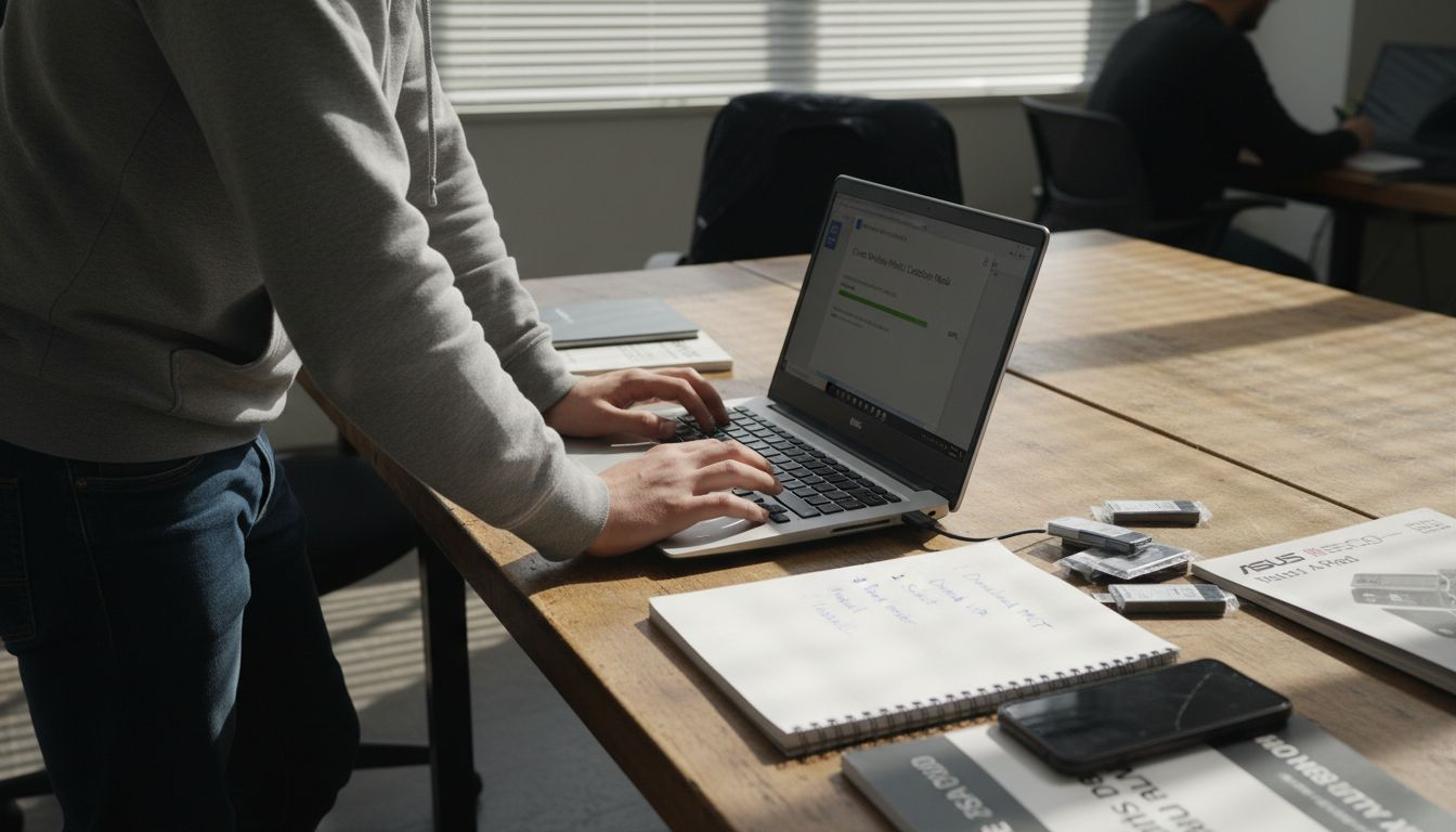 Technician preparing Windows 11 USB installer