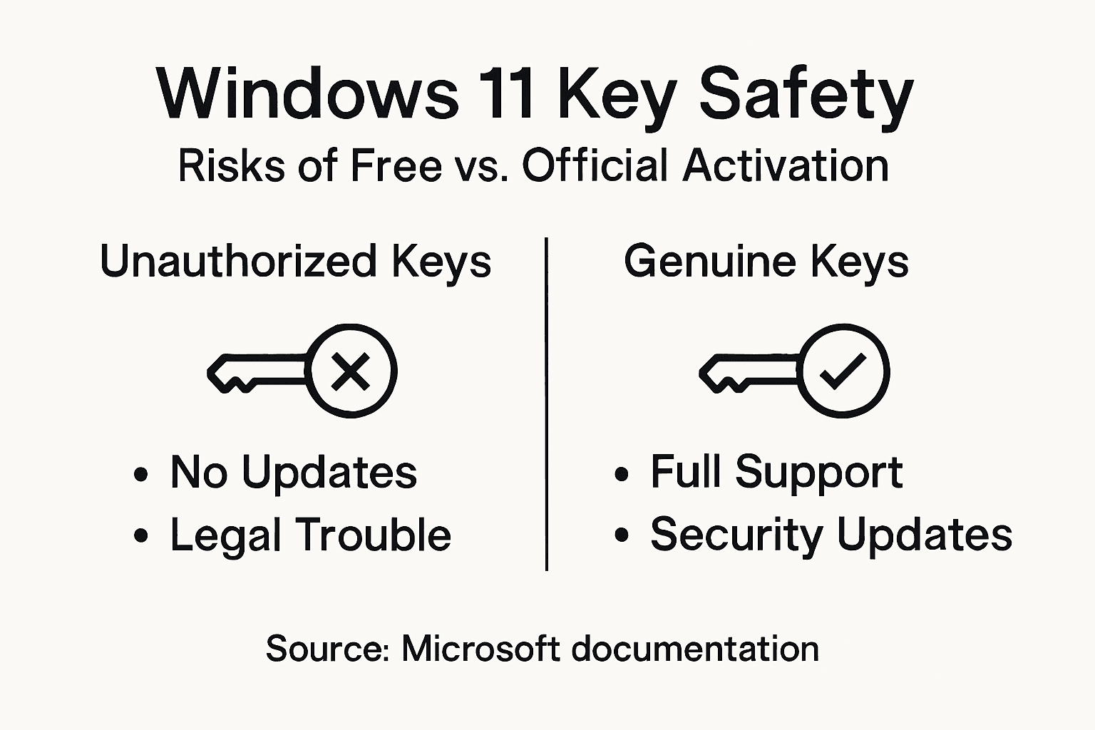 Infographic compares risks of free vs genuine keys