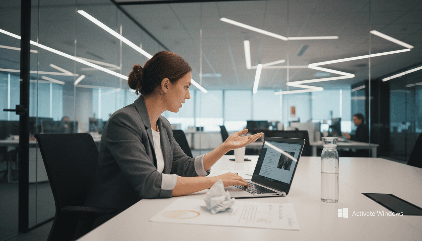 Professional sharing screen with Windows watermark