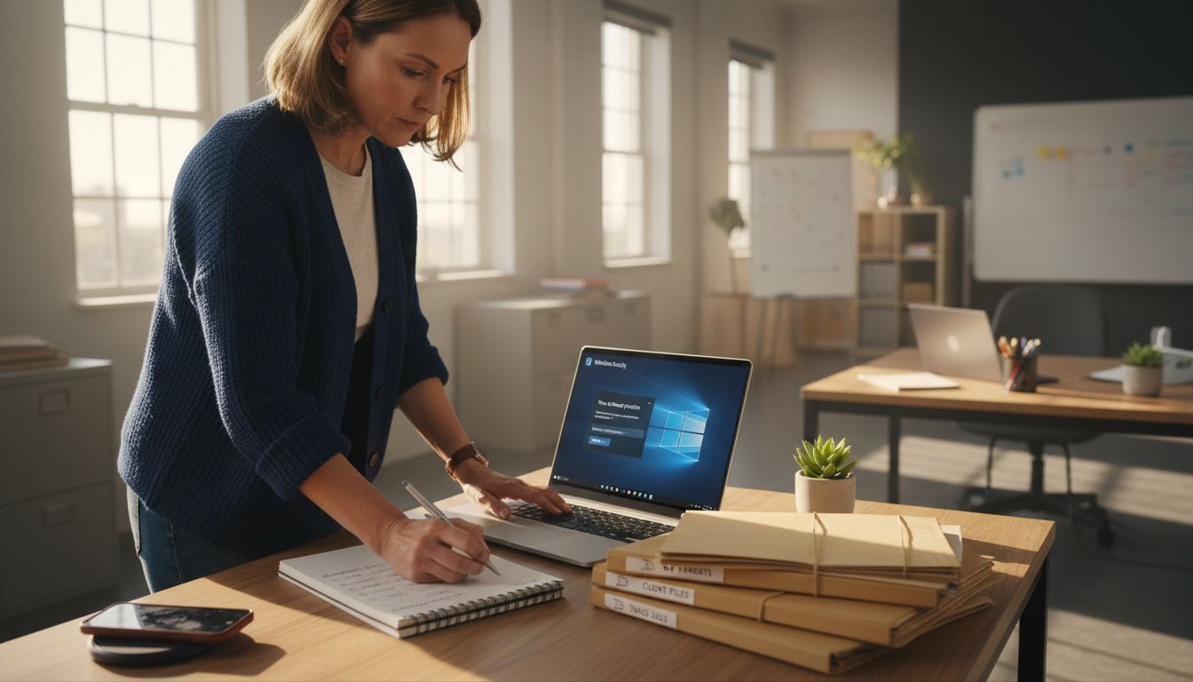 Właściciel firmy włączający ochronę Windows Defender