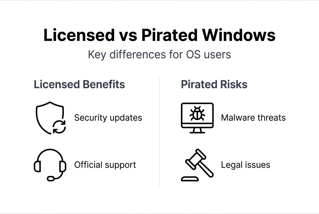 Infographic shows licensed and pirated Windows differences