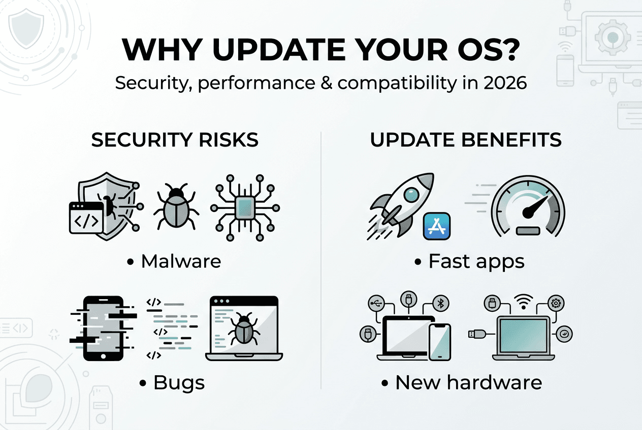 Infographic showing risks and update benefits
