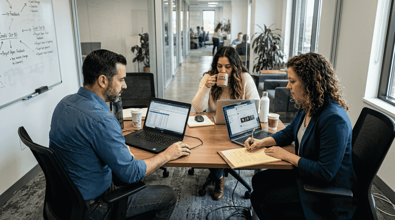 Team collaborating using Microsoft 365