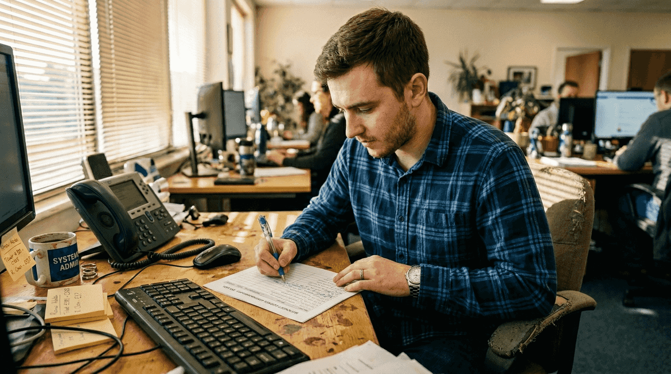 Administrator updating Microsoft license checklist