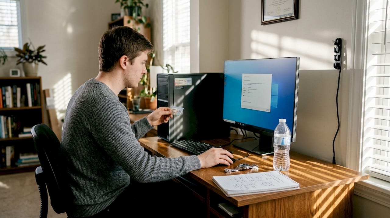 Technician activating OEM license at computer