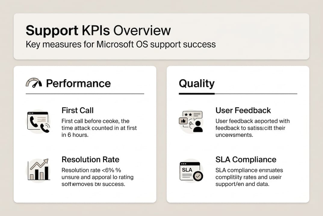 Infographic with Microsoft OS support KPIs overview