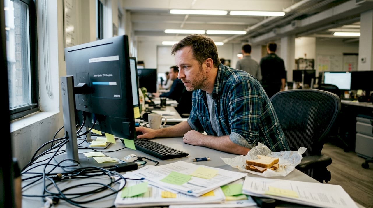 Employee monitoring system software update progress