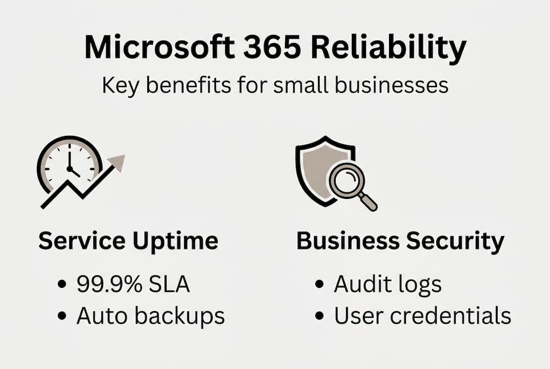 Infographic showing Microsoft 365 reliability benefits