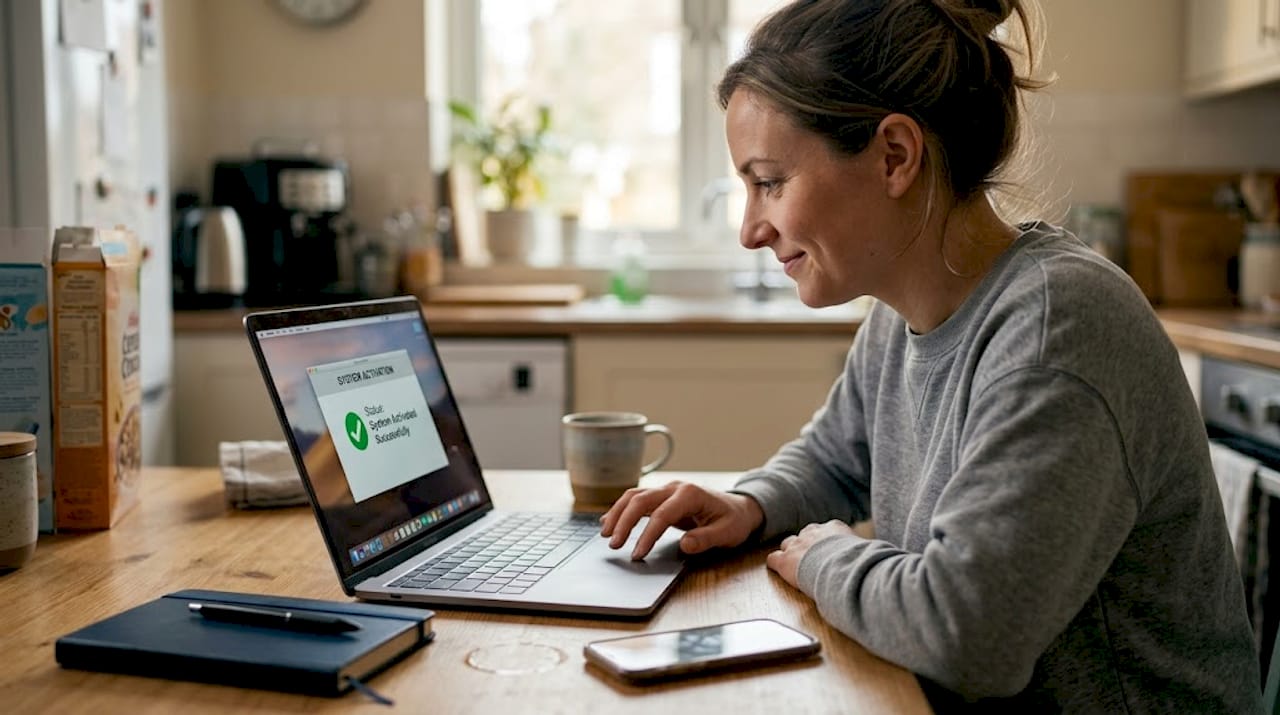 User checking Windows license validity at table