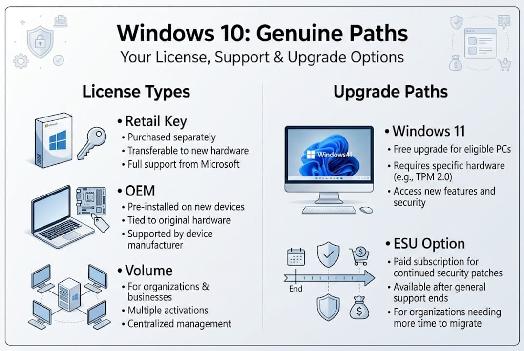 Infographic outlines Windows 10 licenses and upgrades