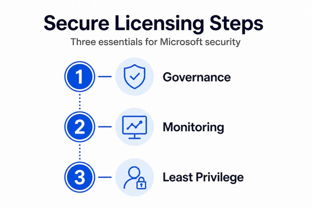 Infographic showing three secure licensing steps