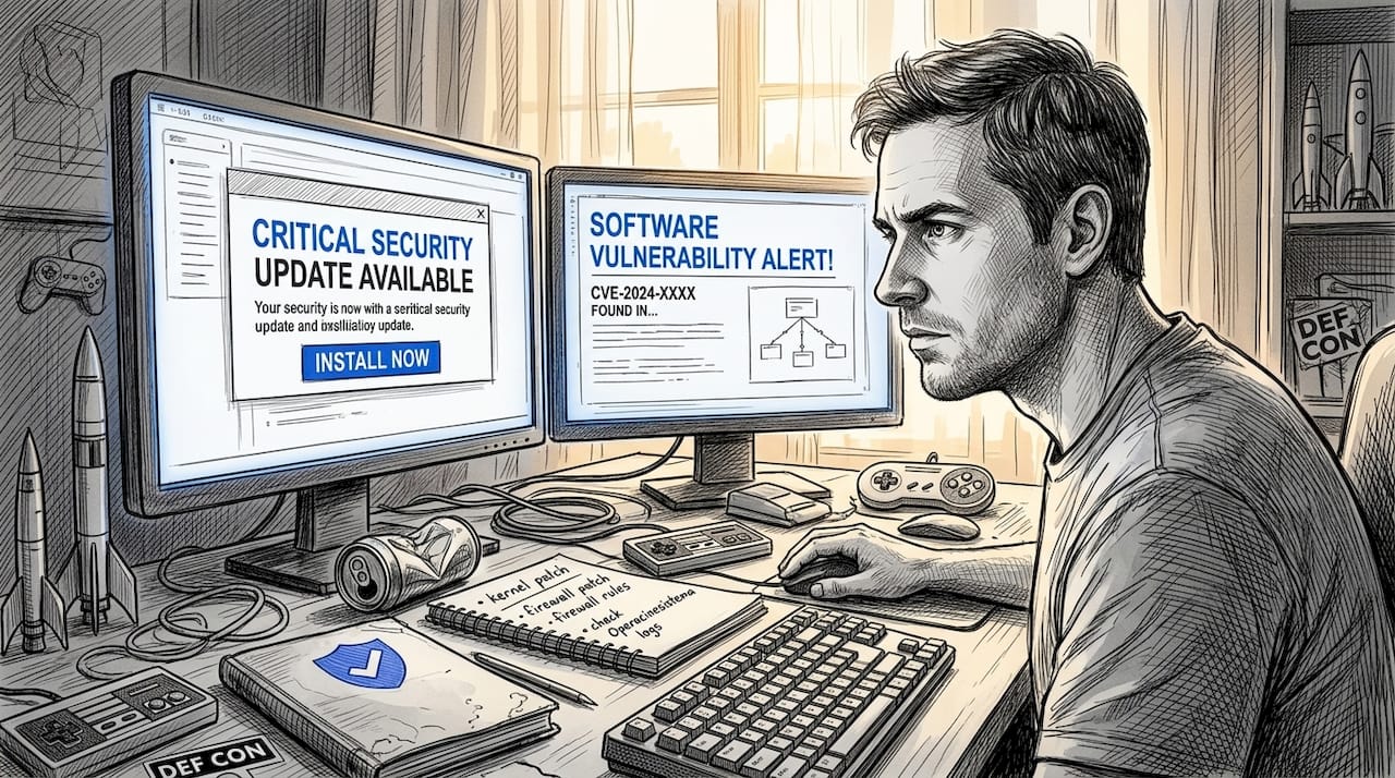 IT specialist reviewing security update risk