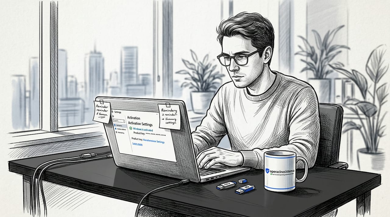 User checking Windows activation settings