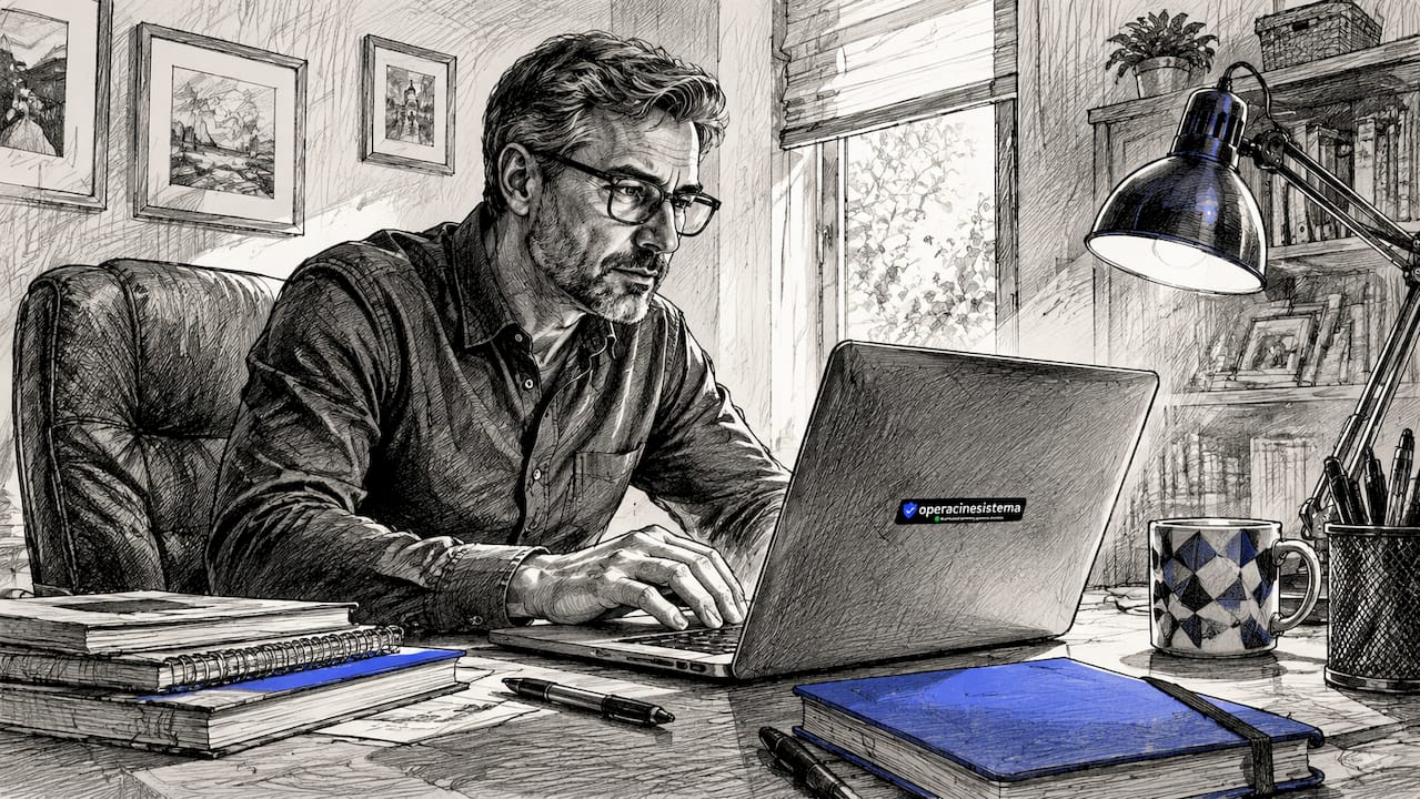 Man installing Windows security updates on desktop
