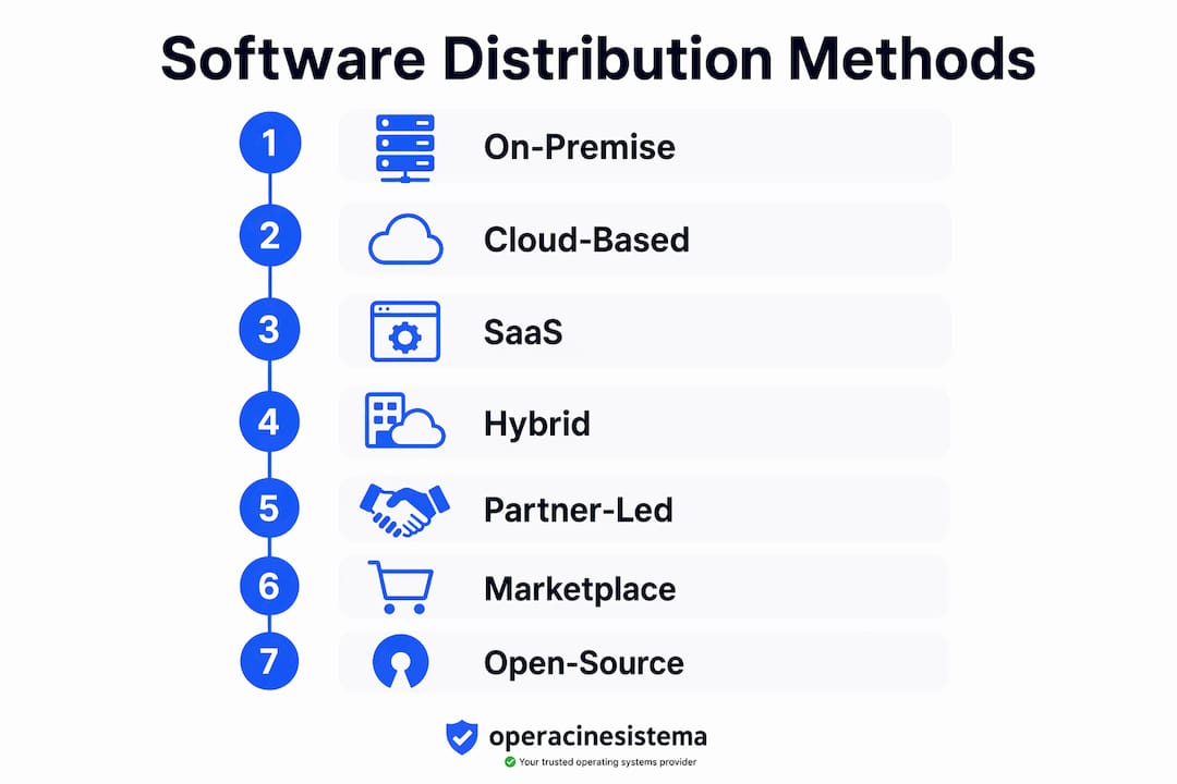 Infographic showing key software distribution methods