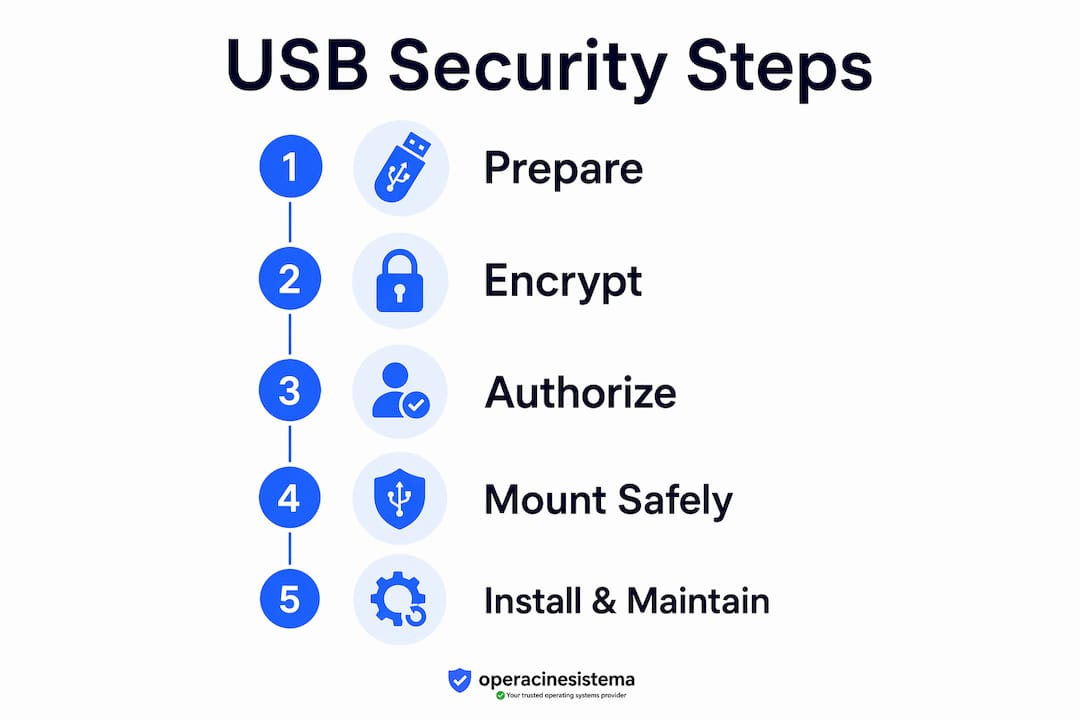 Infographic showing USB security steps