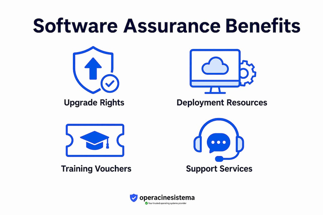Infographic showing key Software Assurance benefits