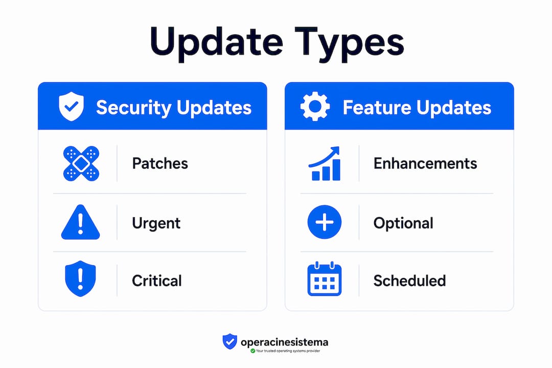 Infographic comparing security and feature updates