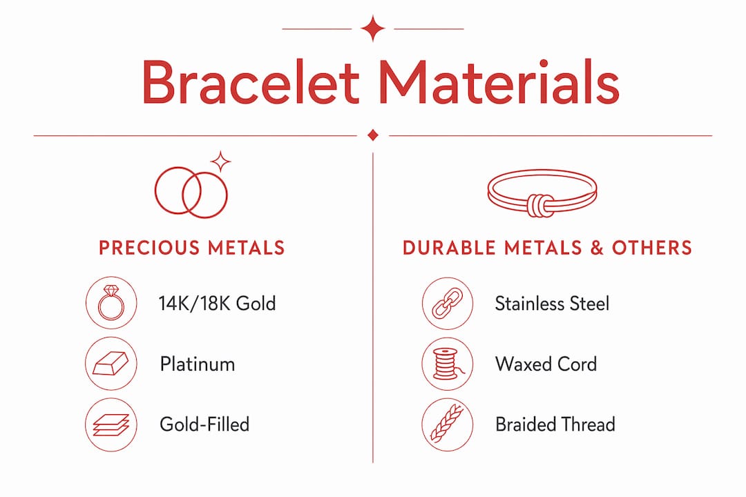 Infographic comparing bracelet materials