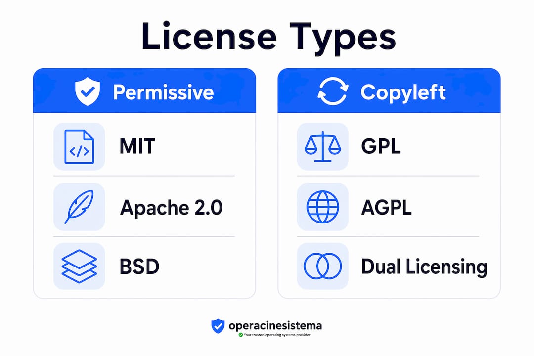 Infographic comparing permissive and copyleft licenses