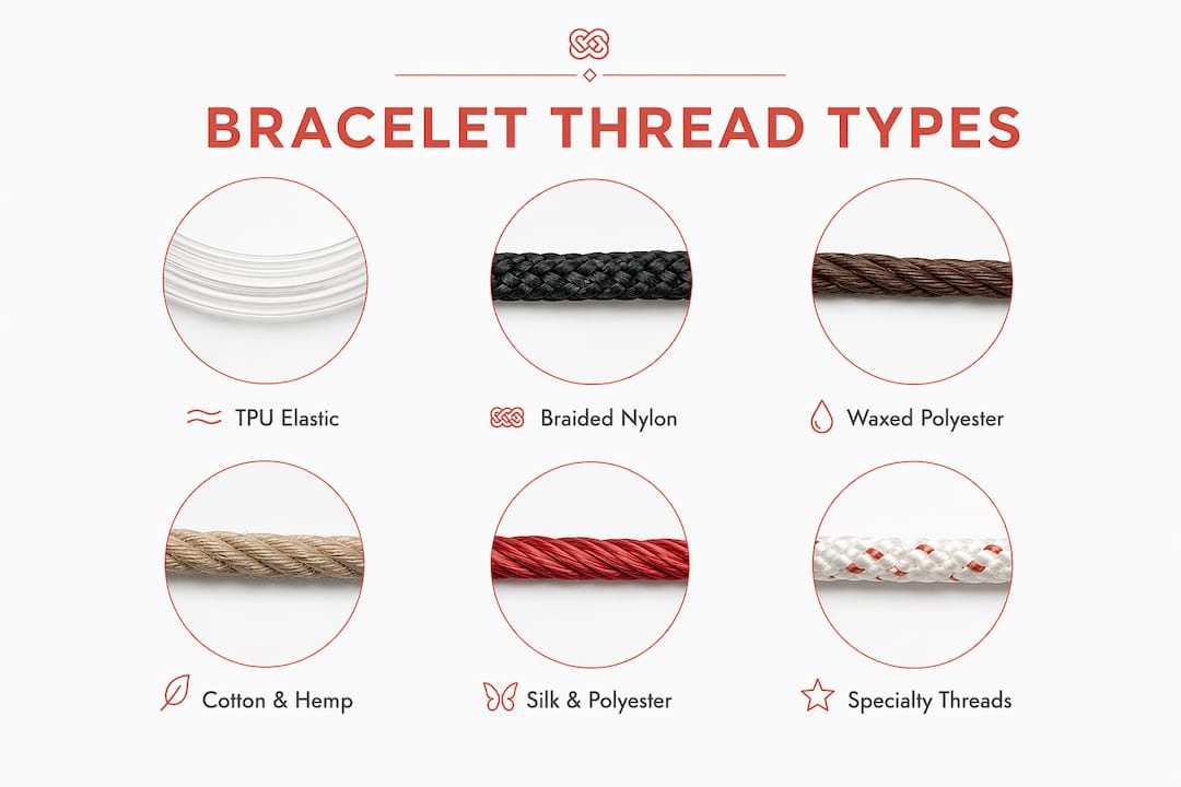 Infographic showing hierarchy of bracelet thread types