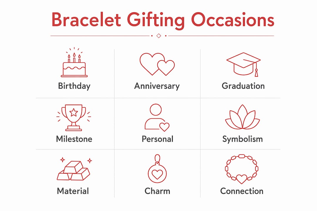 Infographic detailing bracelet gifting occasions and symbolism