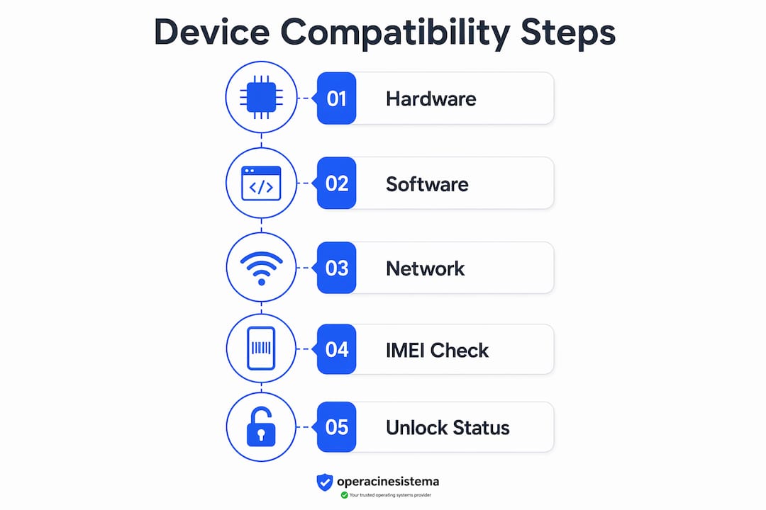 Infographic showing device compatibility steps