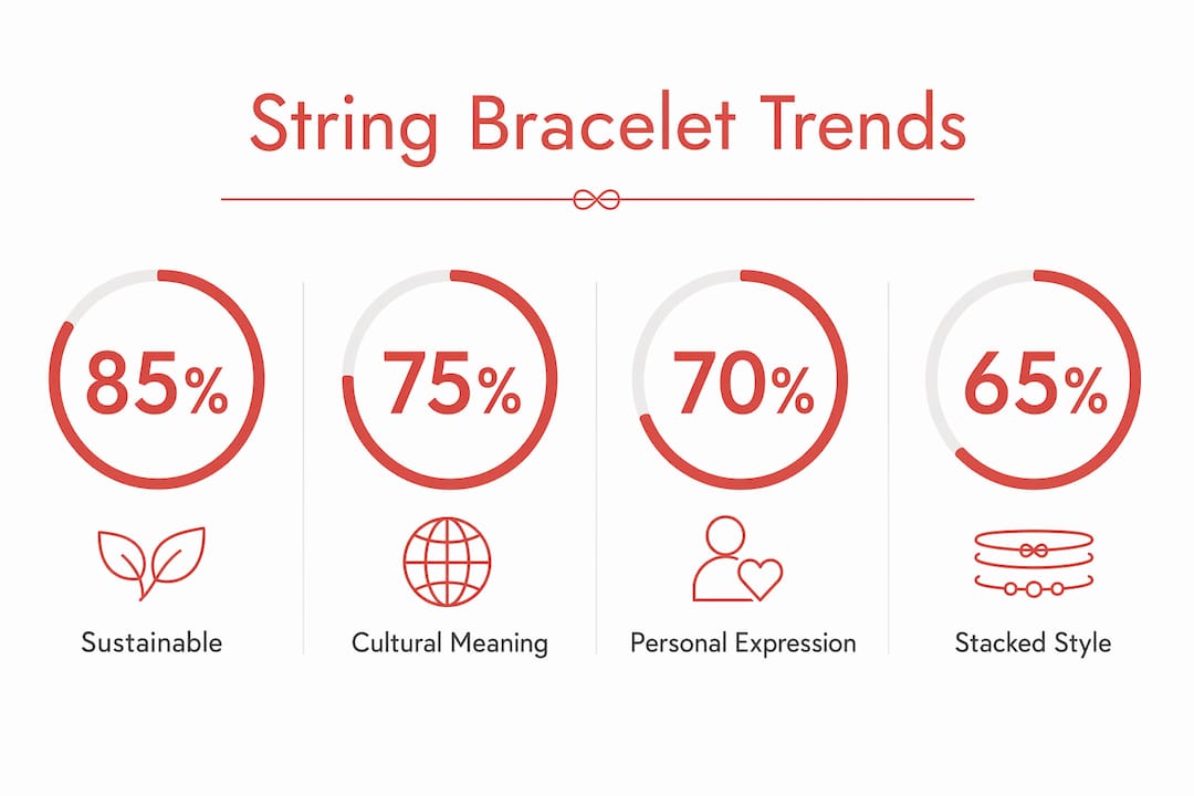 Infographic showing four key string bracelet trend statistics