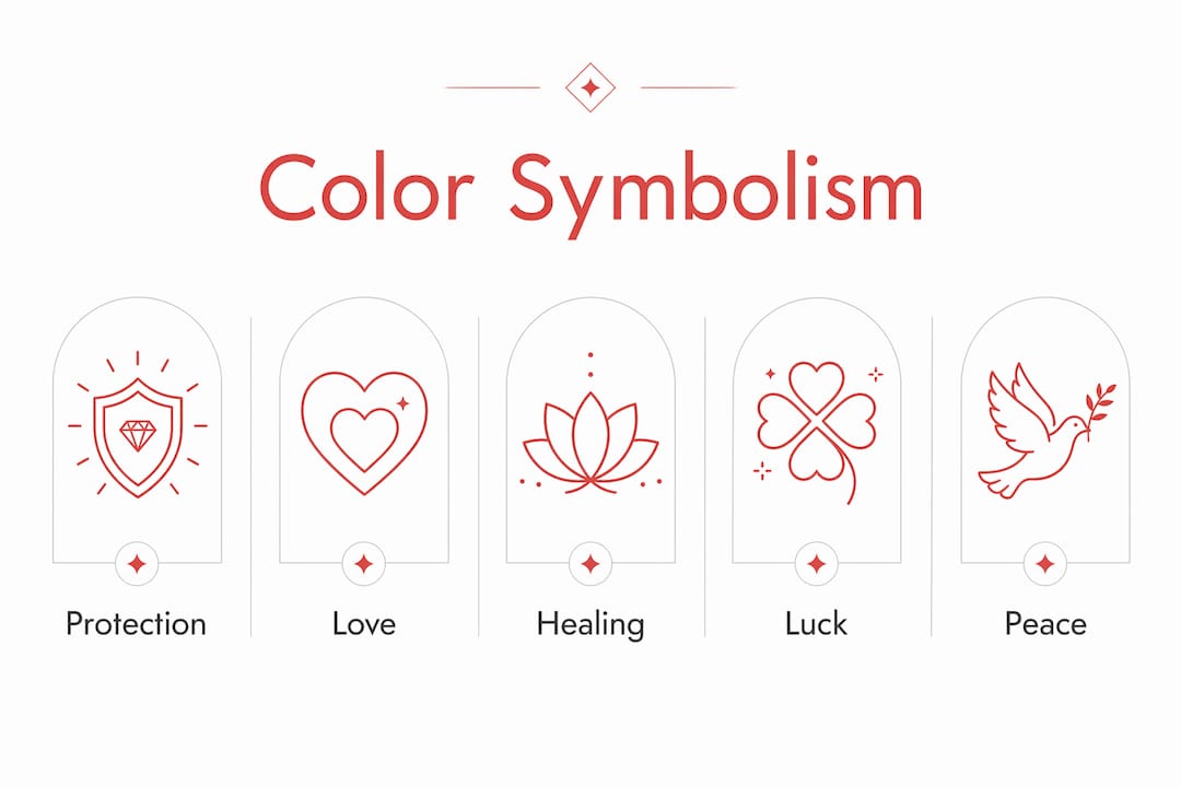 Infographic illustrating meanings of string bracelet colors